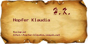 Hopfer Klaudia névjegykártya